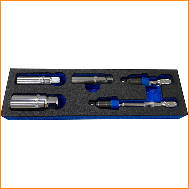 CL-3980 Spark plug socket set w/ 3/8” quick release swivel extension bar